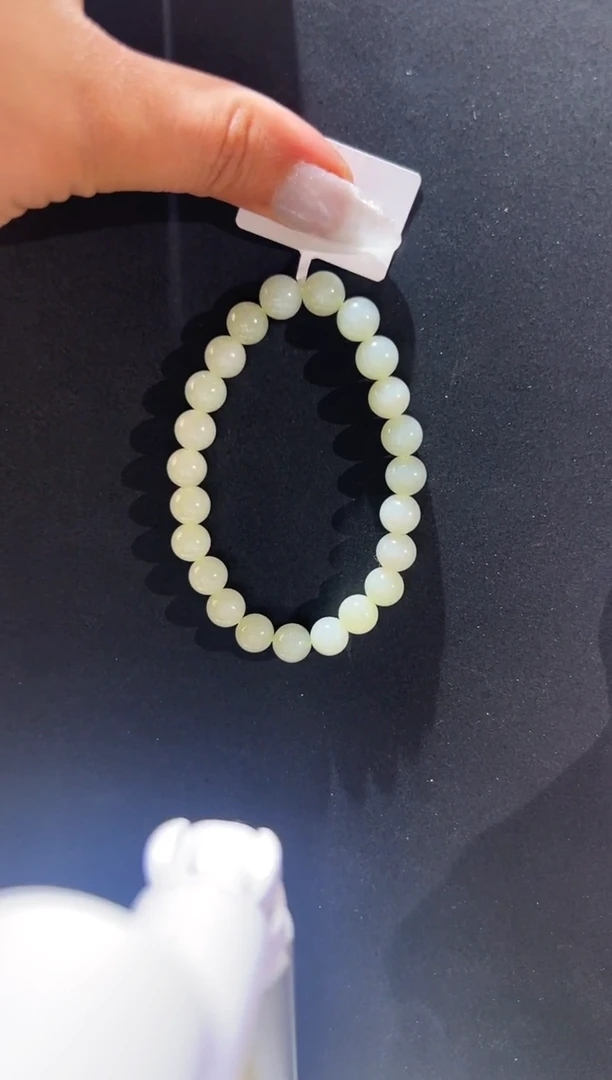 未镶嵌手串和田玉新疆且末料青白玉卡8手串多样性发其一