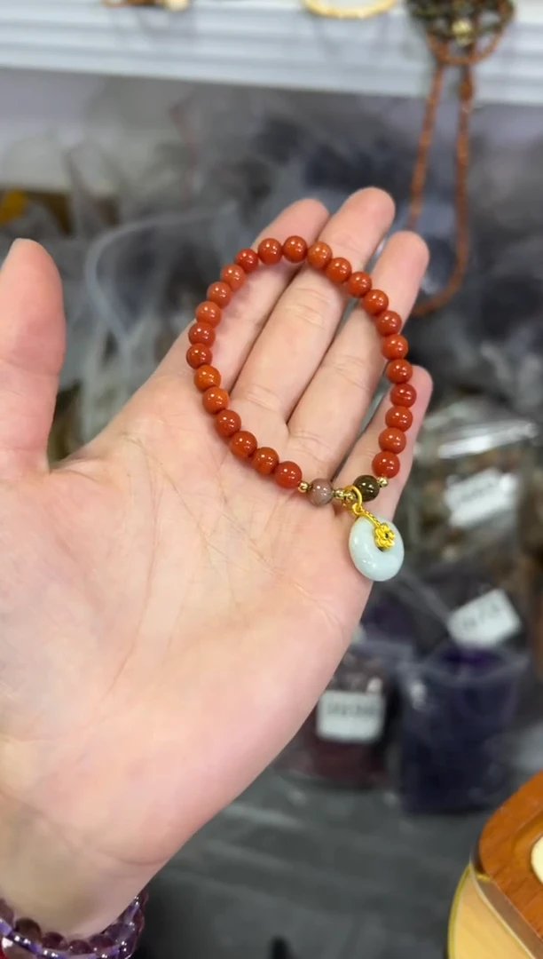 【闪购商品】玛瑙/玉髓手链未镶嵌柿子黄玛瑙翡翠款手链[3681]