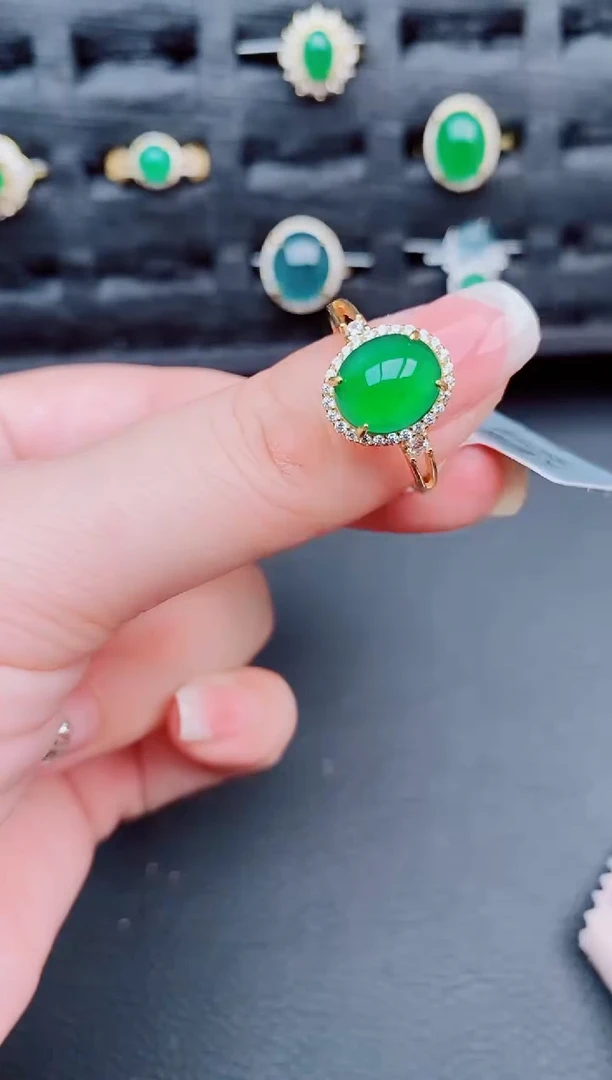 翡翠戒指银S925镶嵌天然a货翡翠141