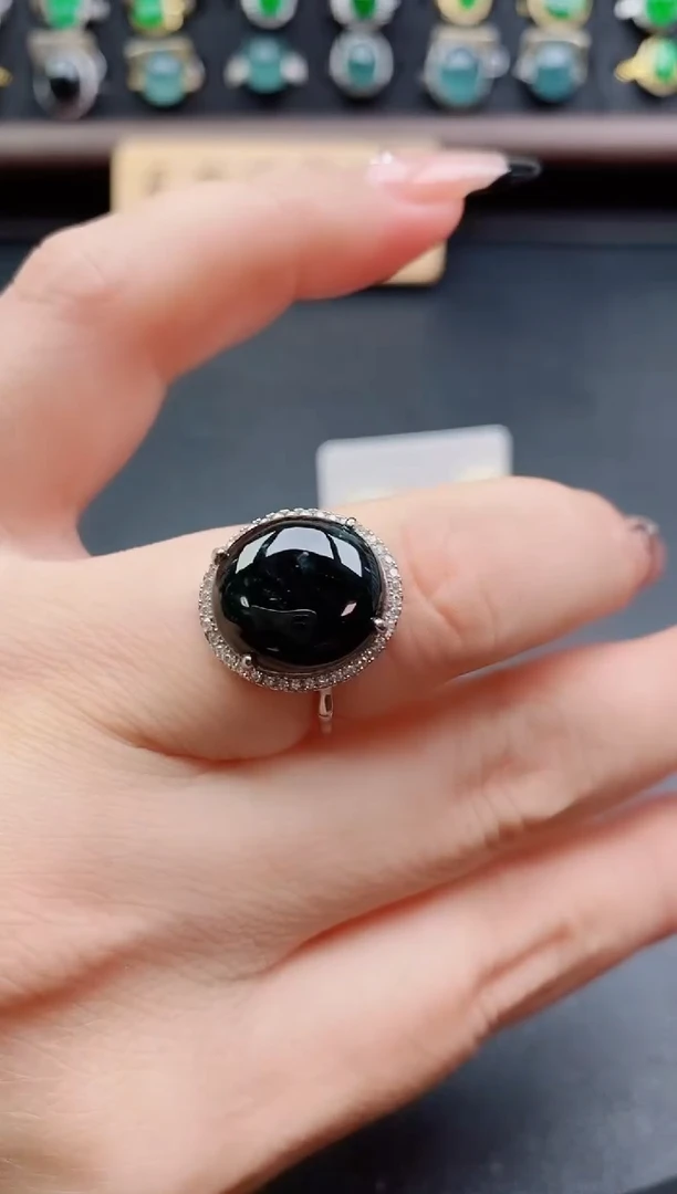 银S925镶嵌戒指翡翠1