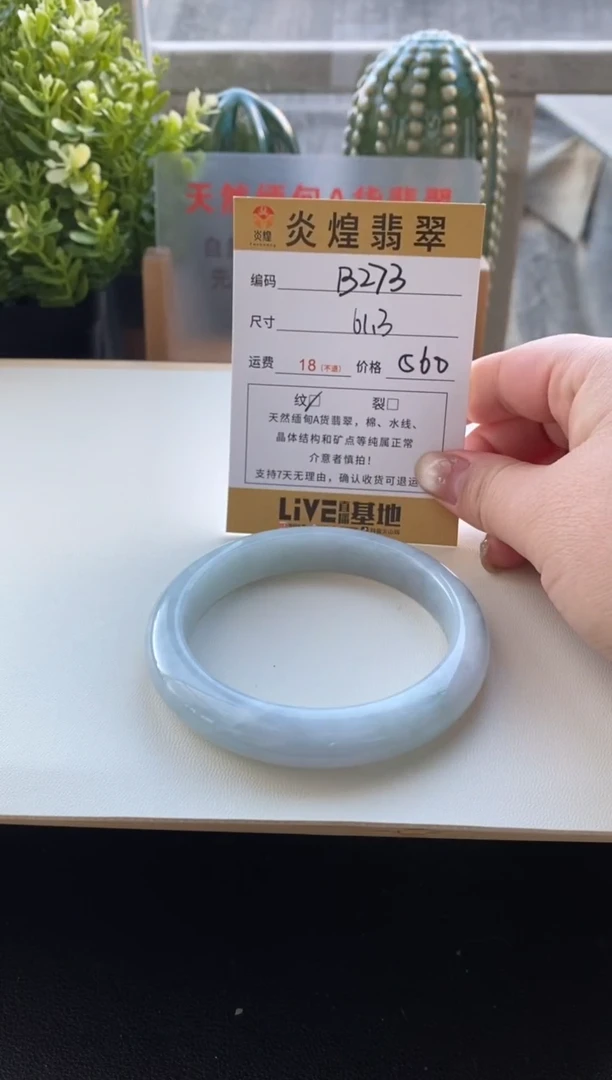 未镶嵌手镯翡翠圈口61.5编码b273