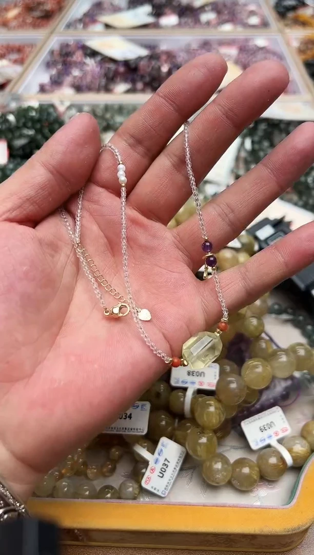 水晶手链未镶嵌黄水晶锁骨链