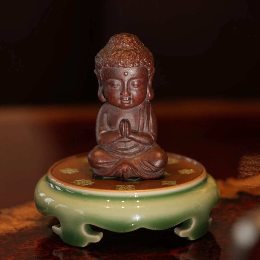 雲盧甄选 茶室茶空间紫砂人物弥勒摆件创意