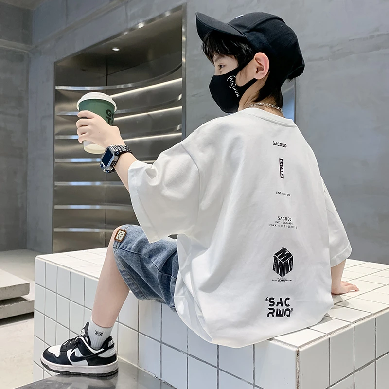 MK&UR.BV童装男童短袖t恤夏装2025新款儿童纯棉夏款中大童男孩潮t