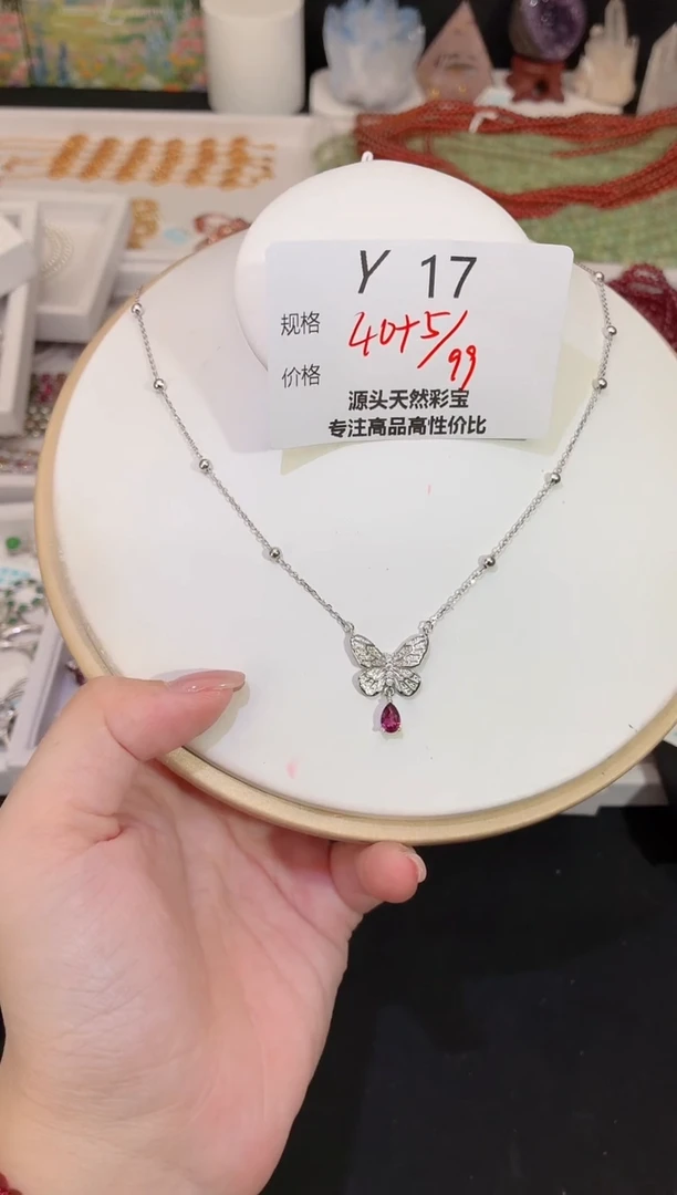颈饰银S925镶嵌石榴石多样性发一Y17