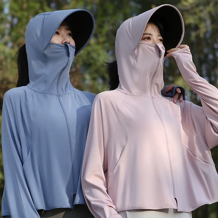 防晒衣女夏季2025新款黑胶帽檐原纱冰丝upf50+防紫外线薄款防晒服