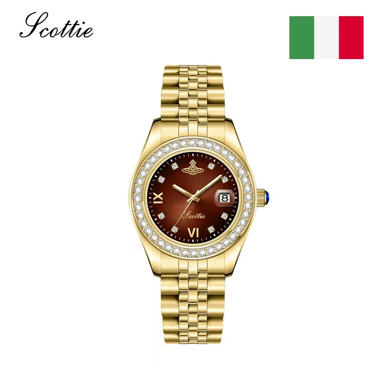 【港口直发】巧克力宝石---chocolate女士精致轻奢防水镶钻百搭腕表