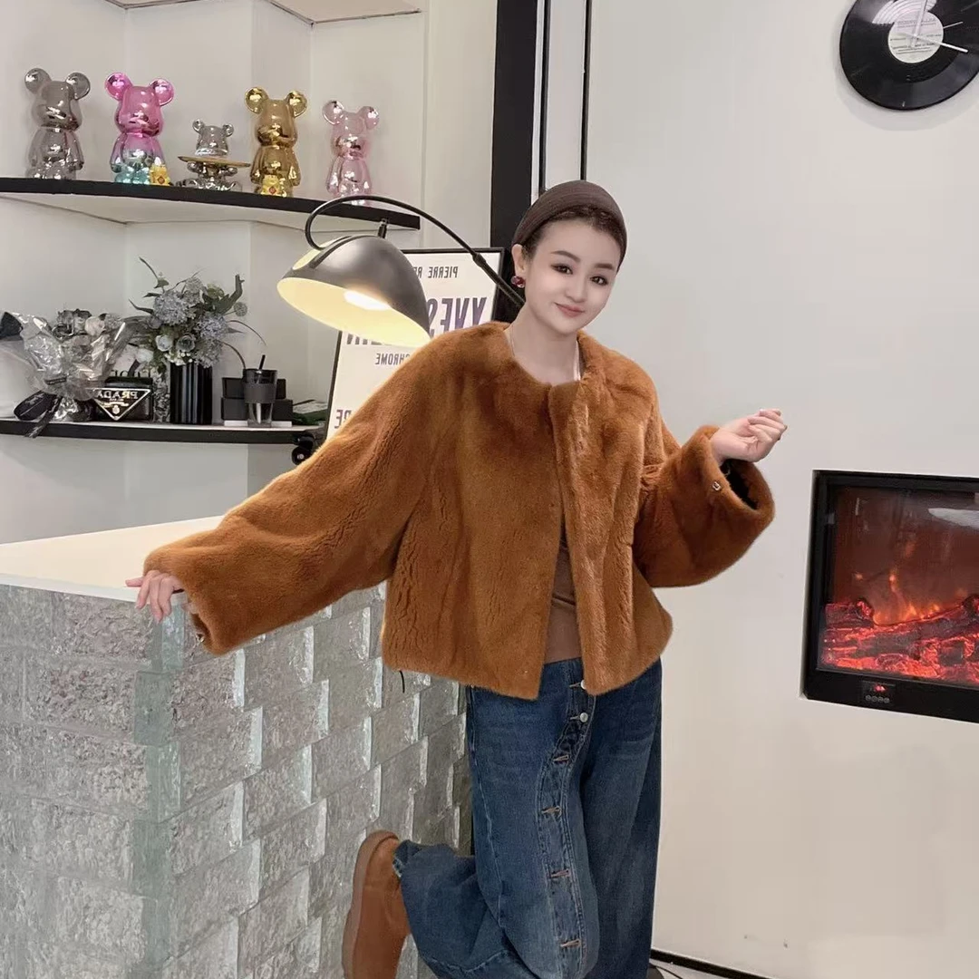 暖棕柔雾-时尚洋气宽松百搭短外套