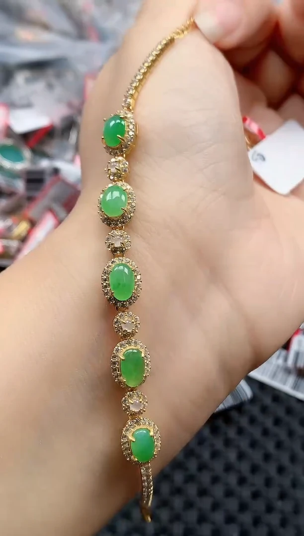 银S925镶嵌戒指翡翠天然A货缅甸翡翠
