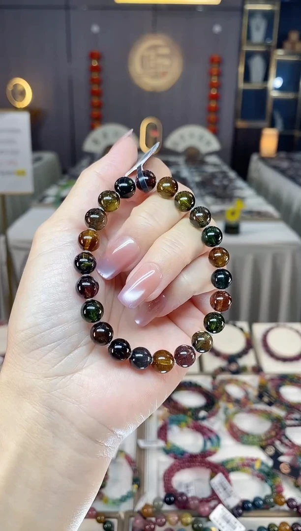 未镶嵌冰透体老矿碧玺黑糖单圈手串8mm+碧玺hon多样性发一条