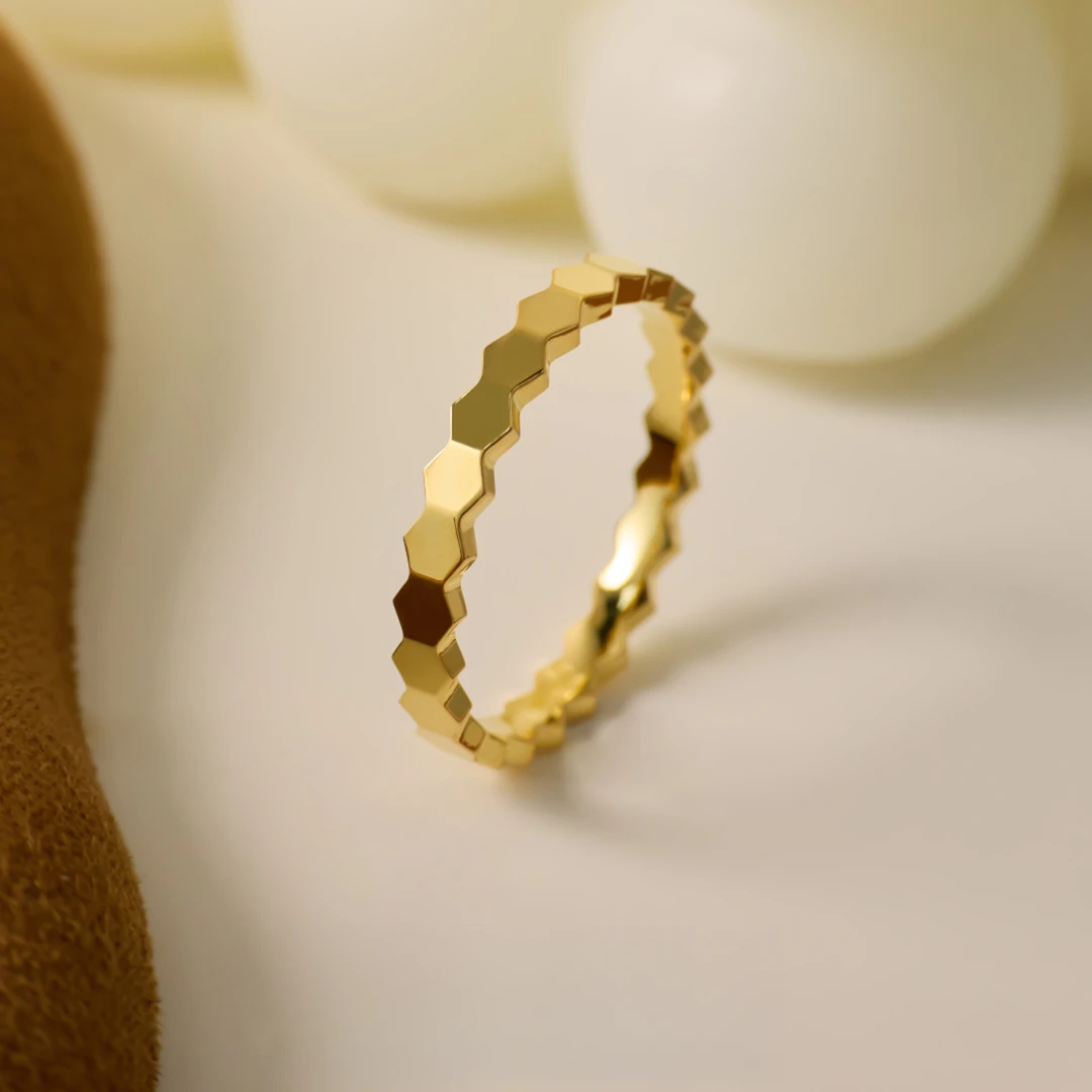 丽沁 LIQIN戒指 几何蜂巢戒指气质时尚经典指环轻奢ins百搭简约