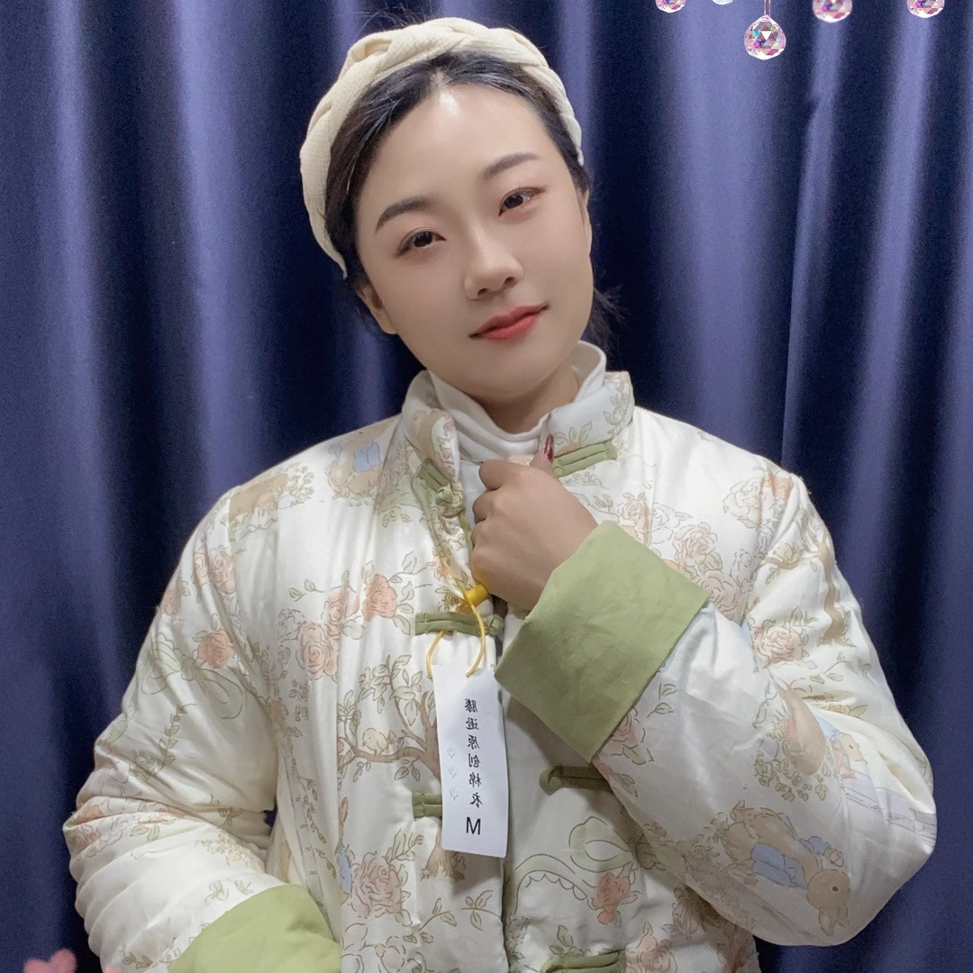 冬季加厚手工棉花衣中式盘扣外翻袖精致棉服新中式棉袄【滕逊原创】