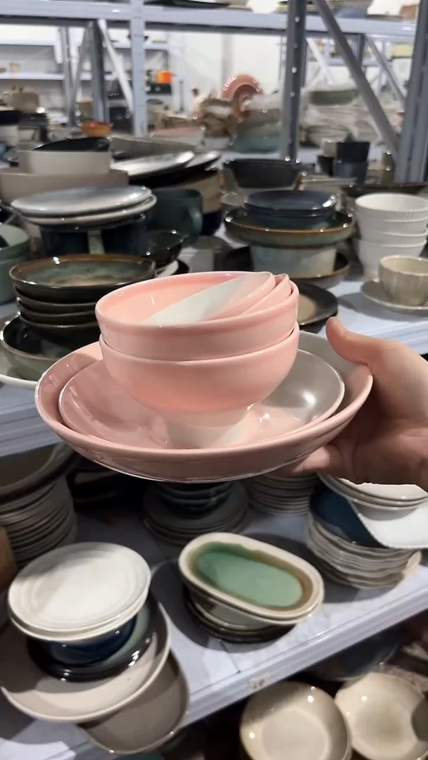 【闪购商品】瓷片外贸尾货瑕疵满20包邮X6 樱花粉六件套