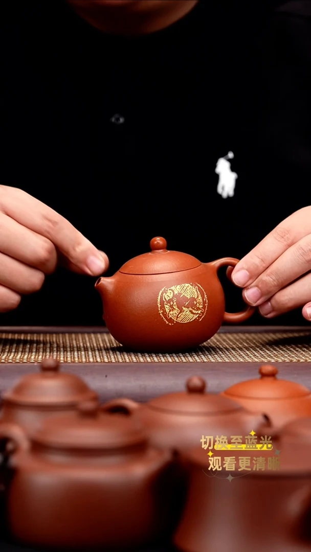 茶壶紫砂全手朱砂 刻绘 西施