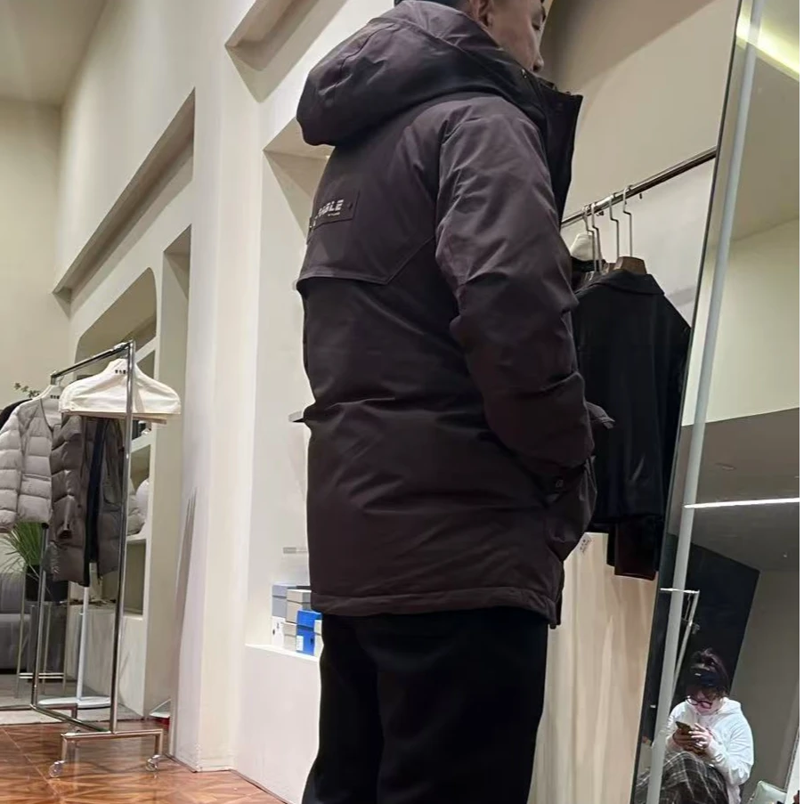 「男士防寒保暖」冬季中长款加绒羽绒服