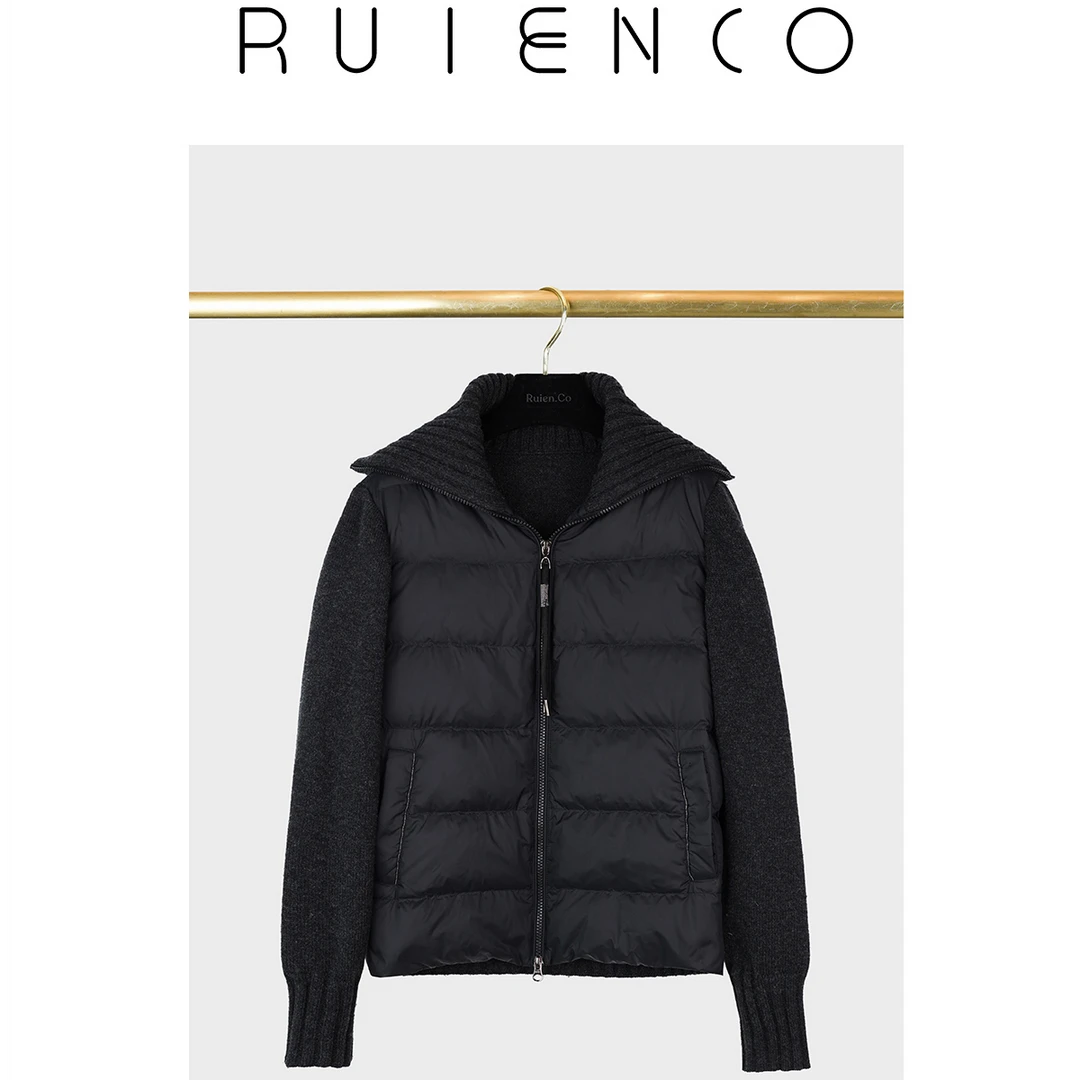 RuienCo.  北欧之冬 意大利bc风90白鹅绒拼接双拉链保暖羽绒服