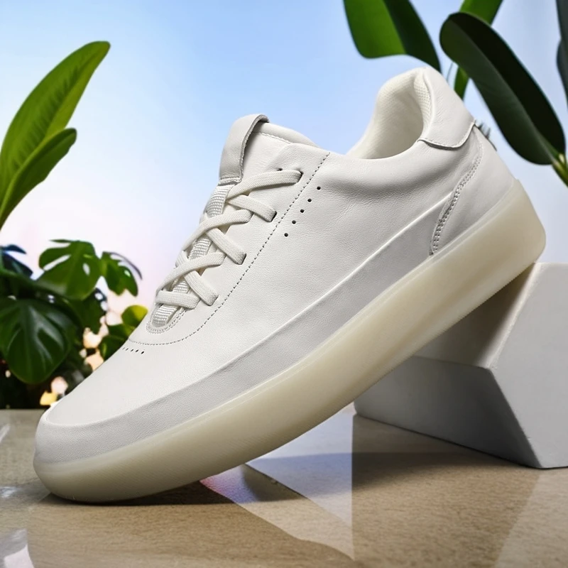 25037头层牛皮小白鞋男软皮透气运动休闲低帮潮流百搭男士软底鞋