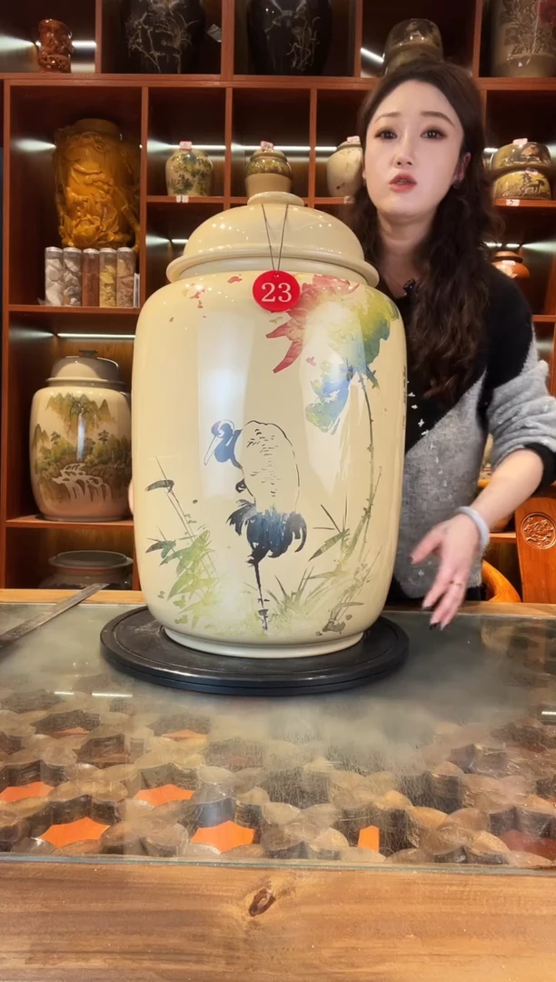 罐李旭泽作品大号白泥缸@23