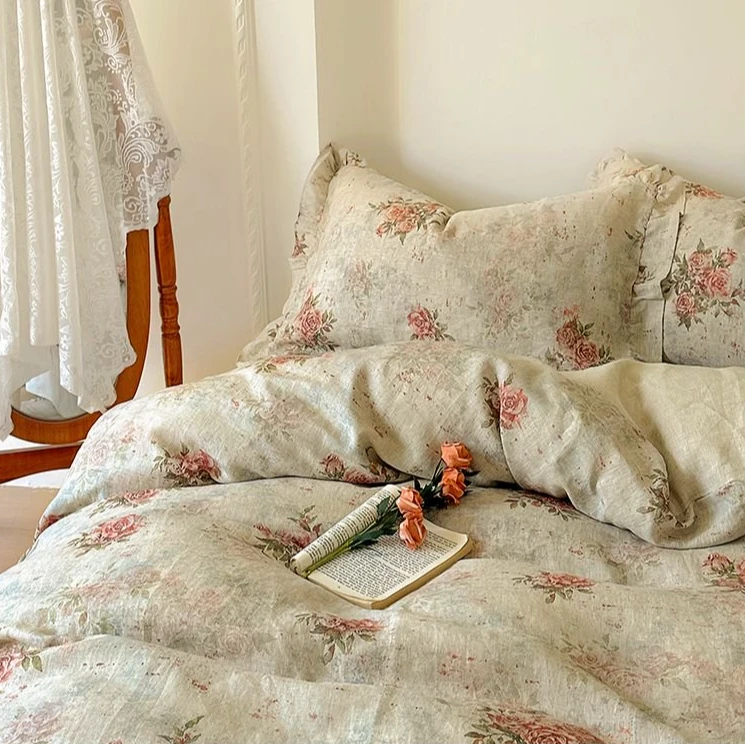 花令时——100%汉麻碎花印花被子四件套