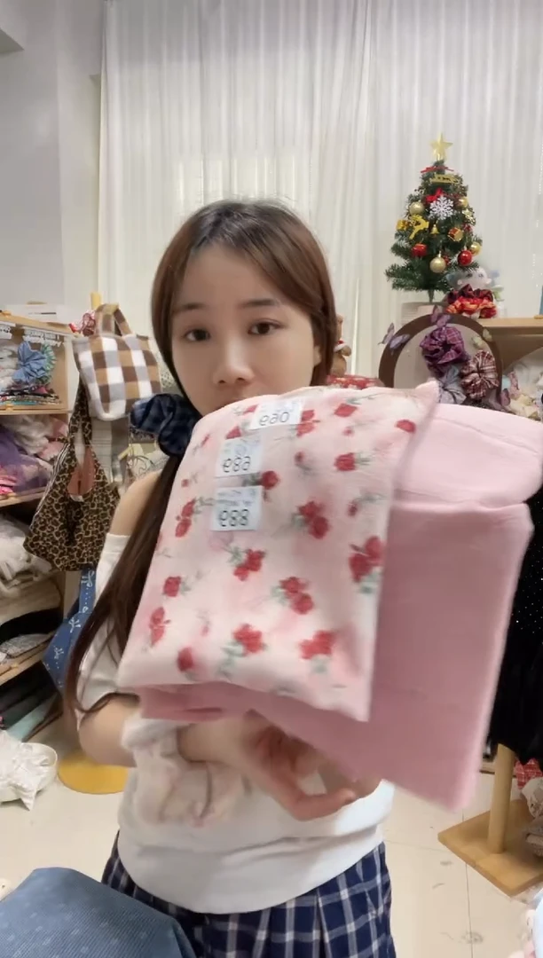 化纤1组 粉底红小花涤纶灯芯绒1米 + 1米裸粉色洗水棉麻