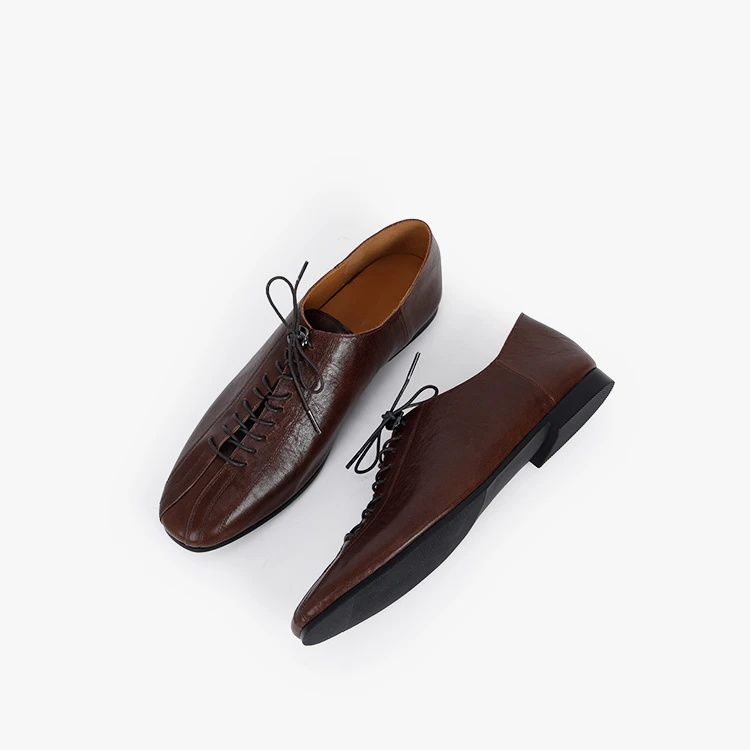 复古英伦小皮鞋软皮系带气质女鞋不累脚