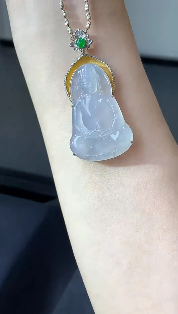 吊坠(不含链)18K金镶嵌翡翠573-中国好珍宝