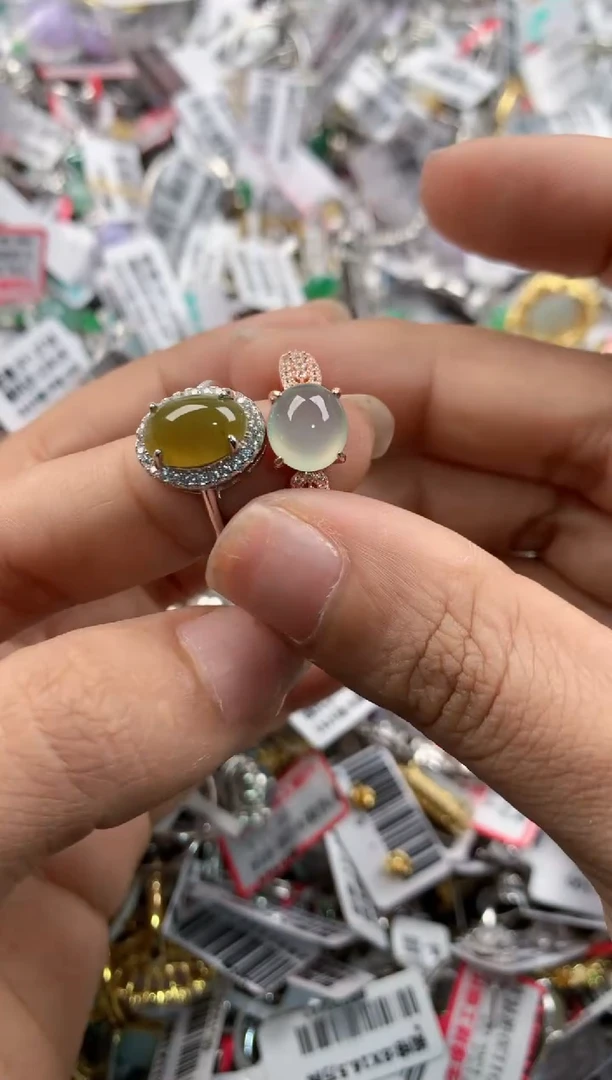 银S925镶嵌戒指翡翠999----9
