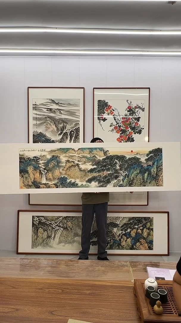 国画隗寿群  220*60  泰山  迎客松  山水