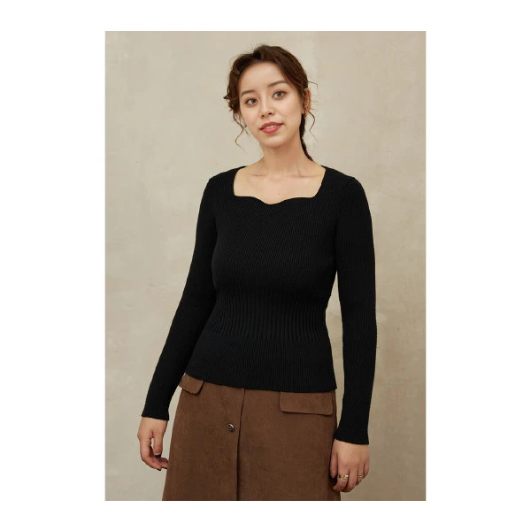 【茵曼女装】茵曼时尚保暖百搭套头毛衣慵懒百搭休闲绣花针织衫