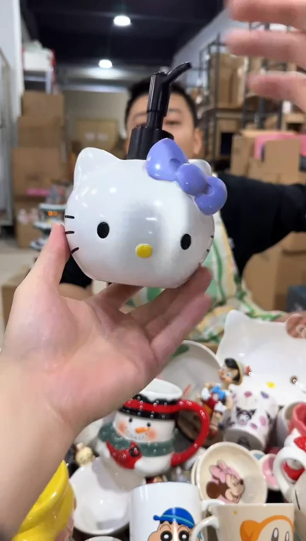 瓷片紫色kt猫头按压瓶