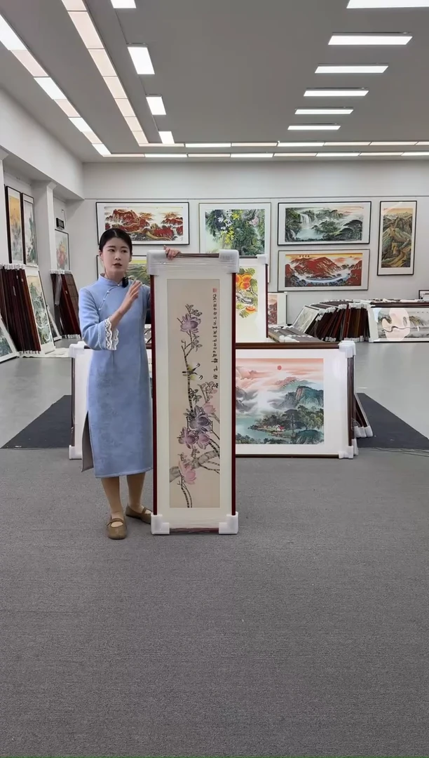 国画手绘 150*45 花开吉祥