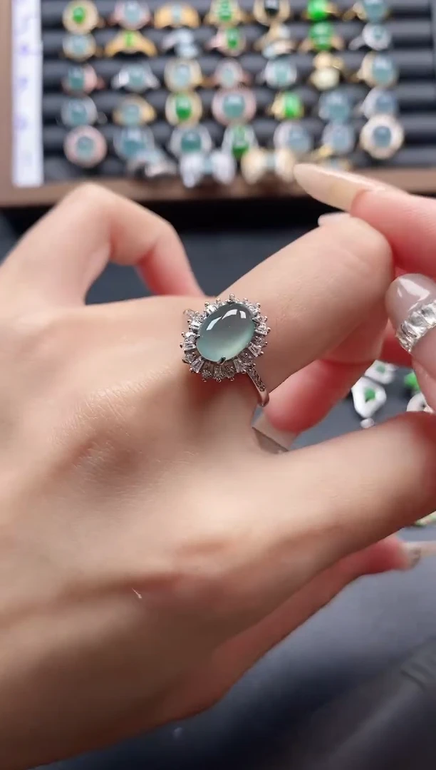 银S925镶嵌戒指翡翠51511