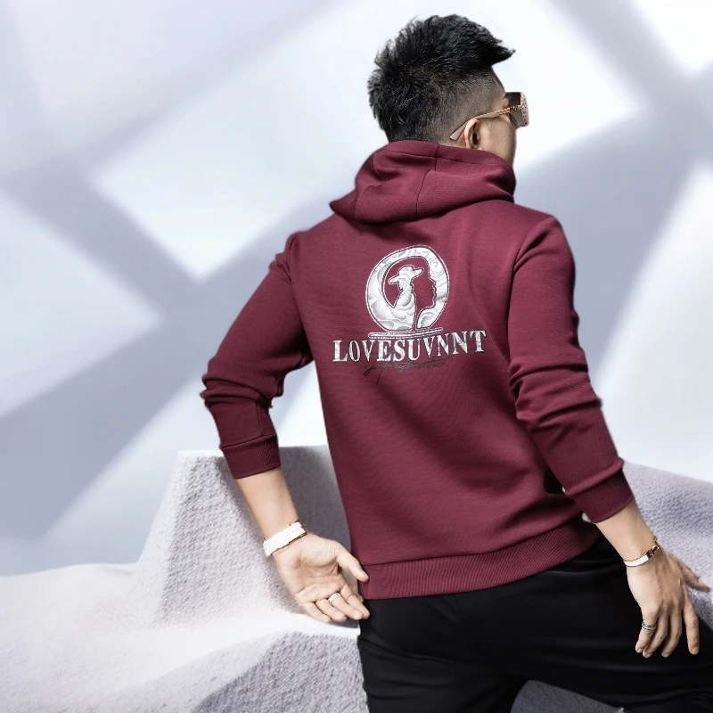 宾斯洛特新款带帽卫衣男士春秋新款潮牌长袖上衣修身打底帽衫外套