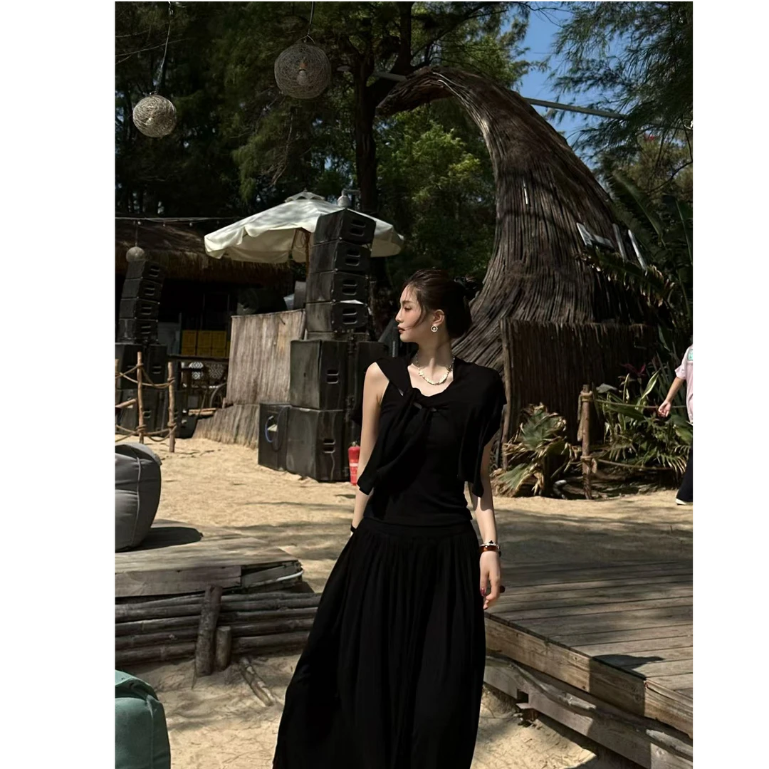 LUOZHIYIN/罗知音T512104TZ春夏长袖针织衫衫+吊带背心+针织开衫