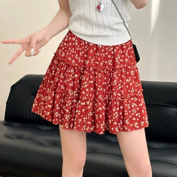 【RRSIFU蓉蓉私服】XS2551碎花半身短裙新款高腰小个子波点芭蕾裙