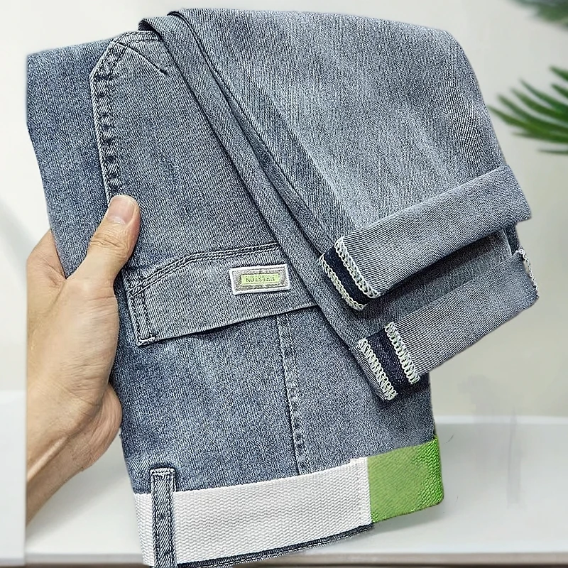 轻奢牛仔裤男春夏季新款男士潮流修身弹力百搭直筒裤子宽松薄款