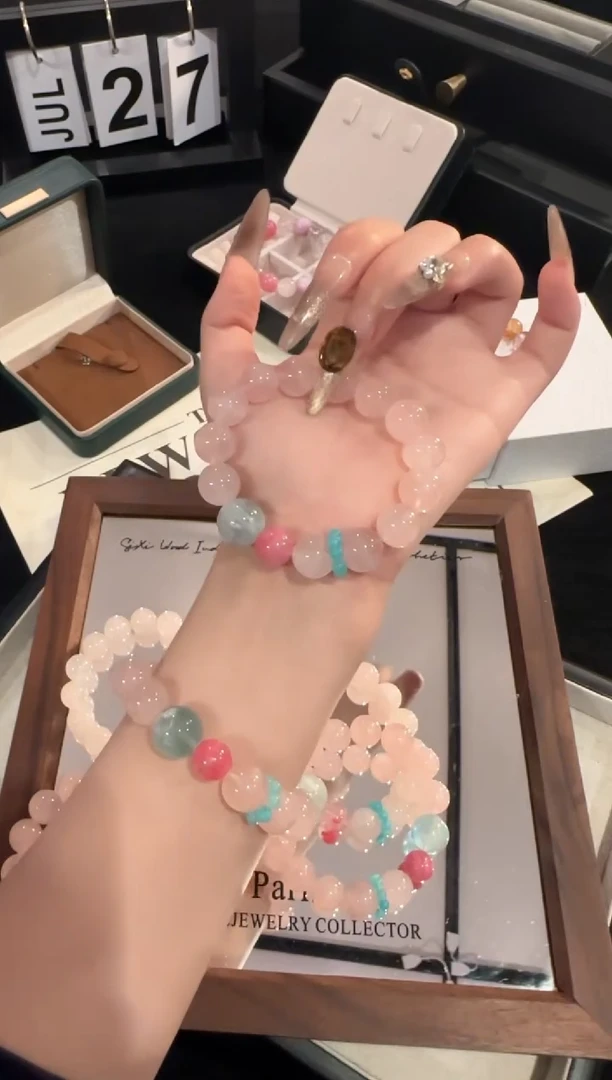 水晶手链合金田园公主粉多宝x2066