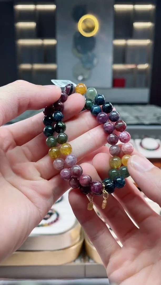 未镶嵌老矿碧玺彩虹单圈手串8mm+碧玺多样性发一条xion