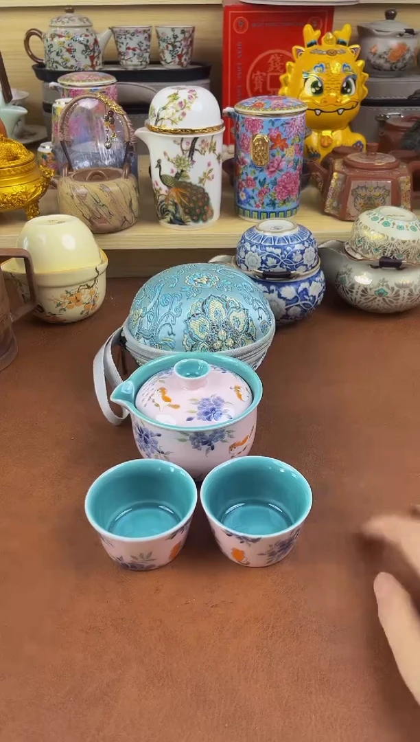 陶瓷茶具摆件旅行套组