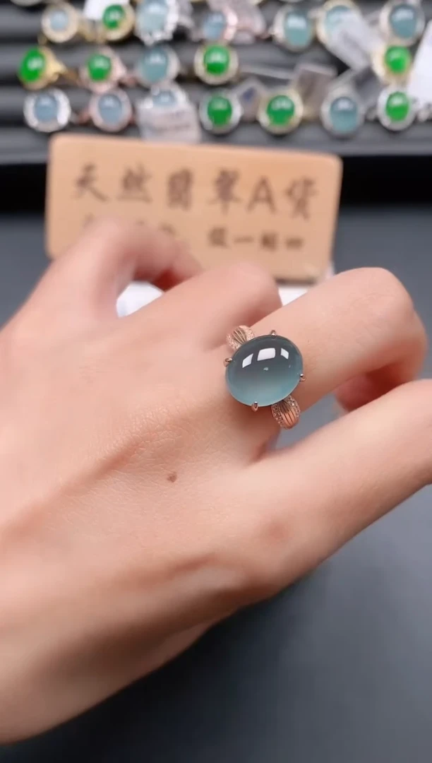 银S925镶嵌戒指翡翠1