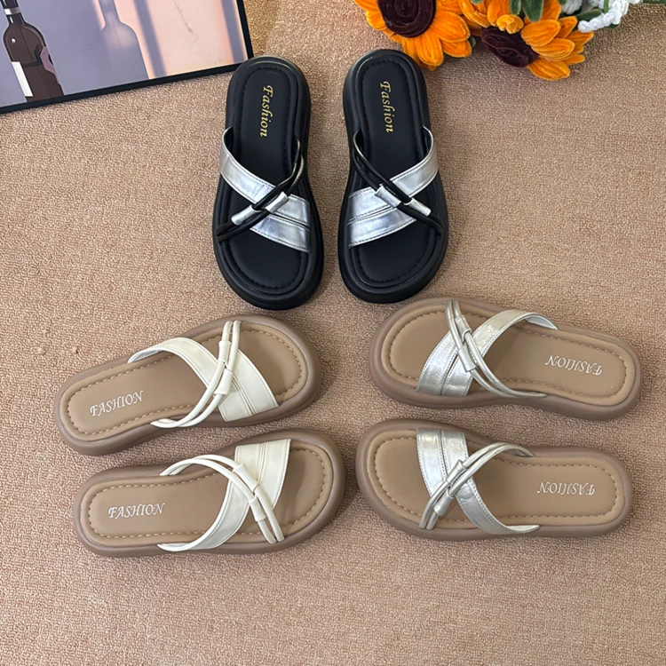 2025夏季爆款外穿厚底休闲时尚百搭简约中式国风沙滩凉拖一字拖女