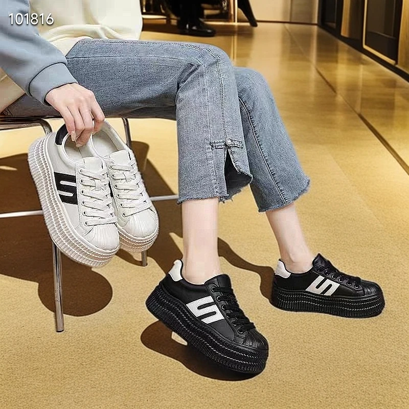 5136德训鞋春款小白鞋时尚新款厚底百搭贝壳头板鞋复古百搭休闲