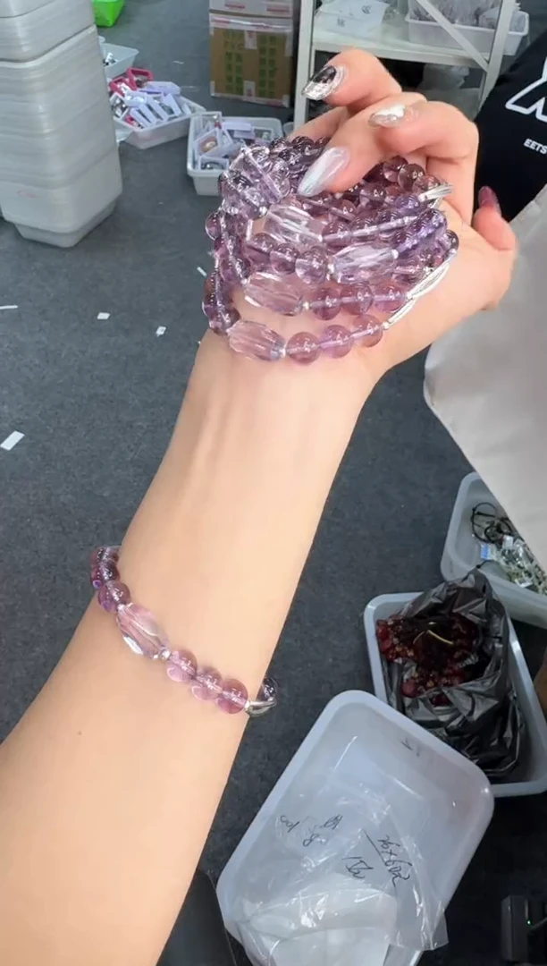 【闪购商品】水晶手链银S925镶嵌C026紫水随行双弯管设计款