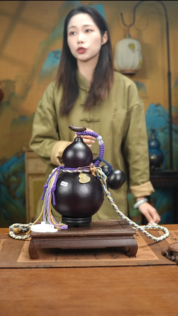 YE103复古网兜款天然酒葫芦（一物一拍）+小手捏