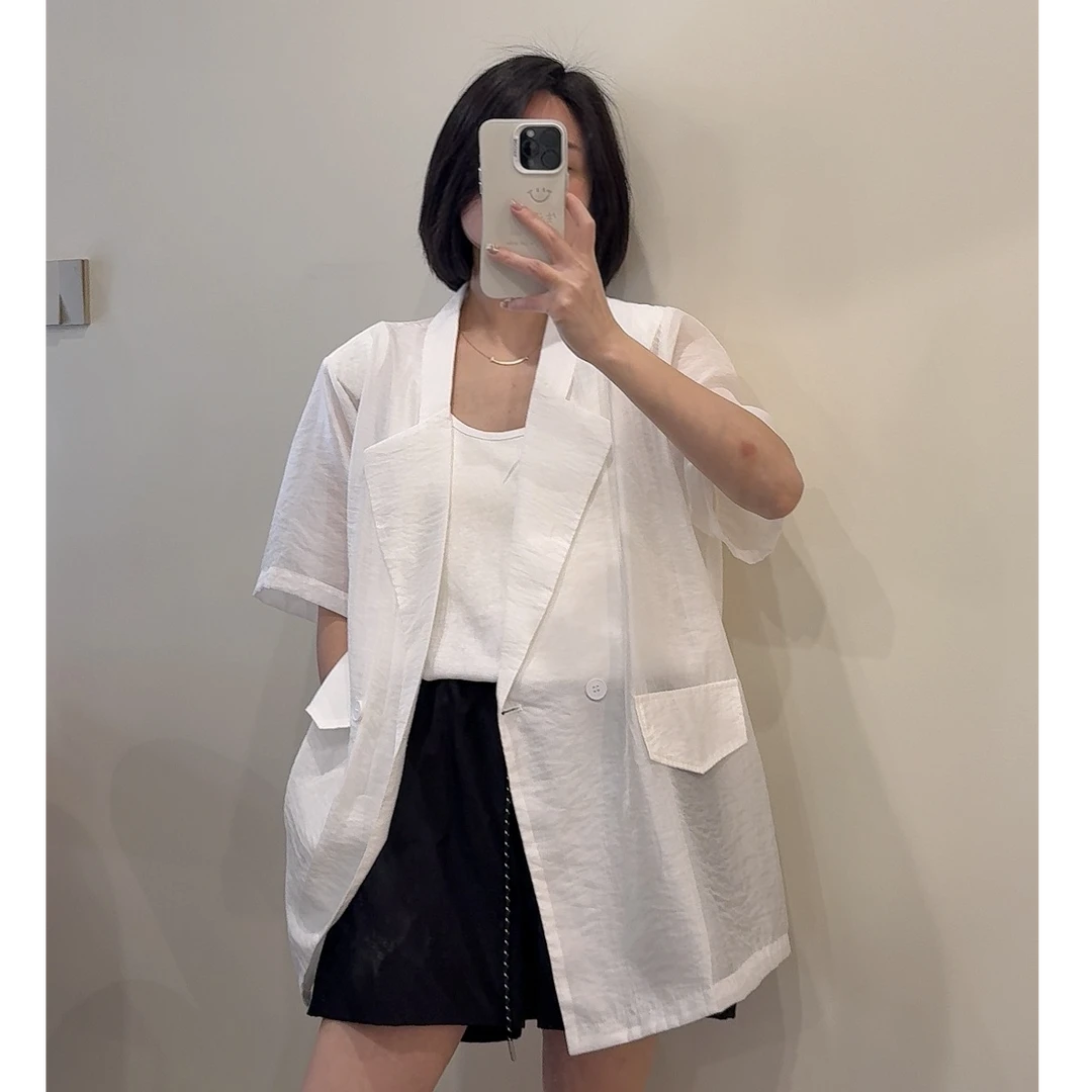 8577 小CC 2025时尚穿搭2025夏季新款休闲时尚百搭天丝短袖西装