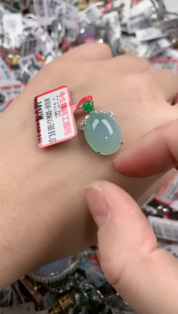 银S925镶嵌戒指翡翠141414---1
