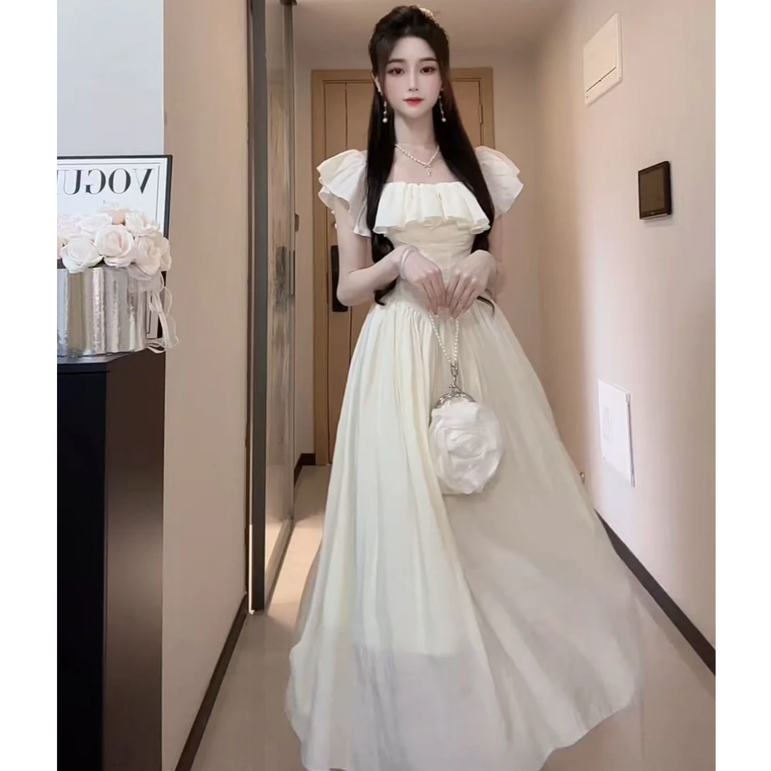 法式复古初恋连衣裙吊带仙女方领收腰显瘦气质夏季仙女裙