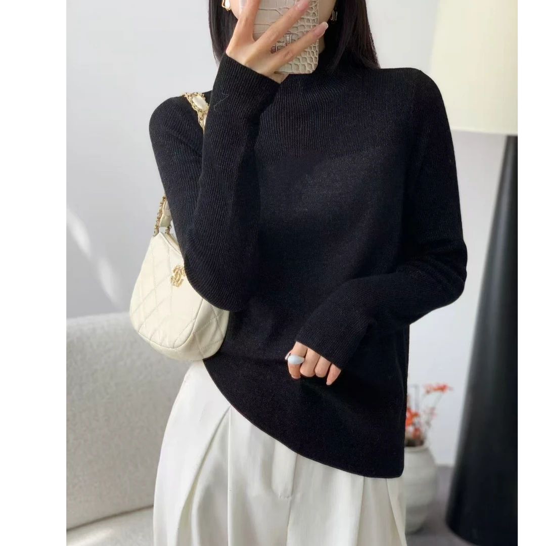仪芬秋冬半高领毛衣针织衫