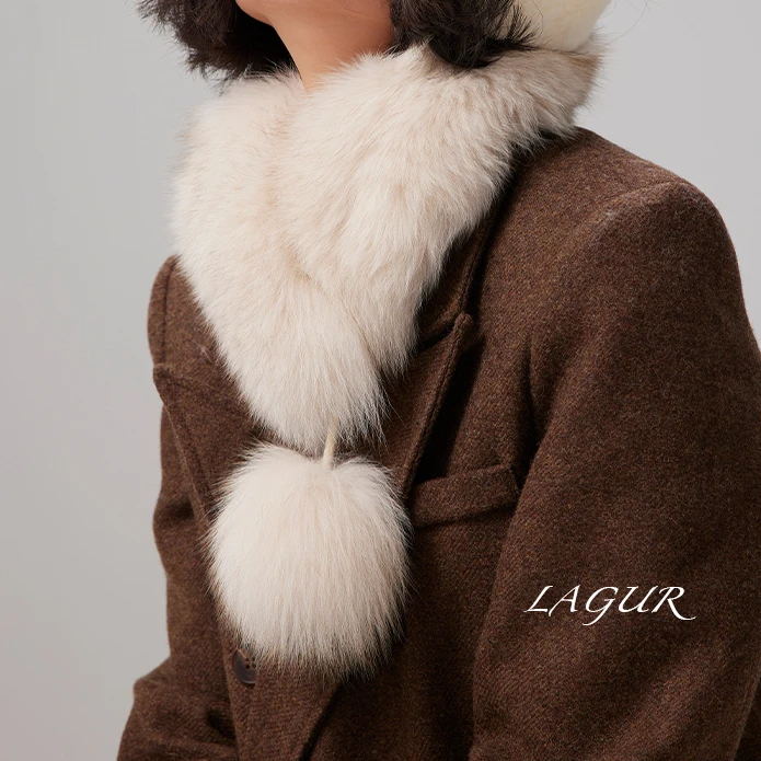 Lagur「毛茸茸」狐狸毛+獭兔毛磁吸扣毛领百搭围脖保暖冬季秋冬毛绒