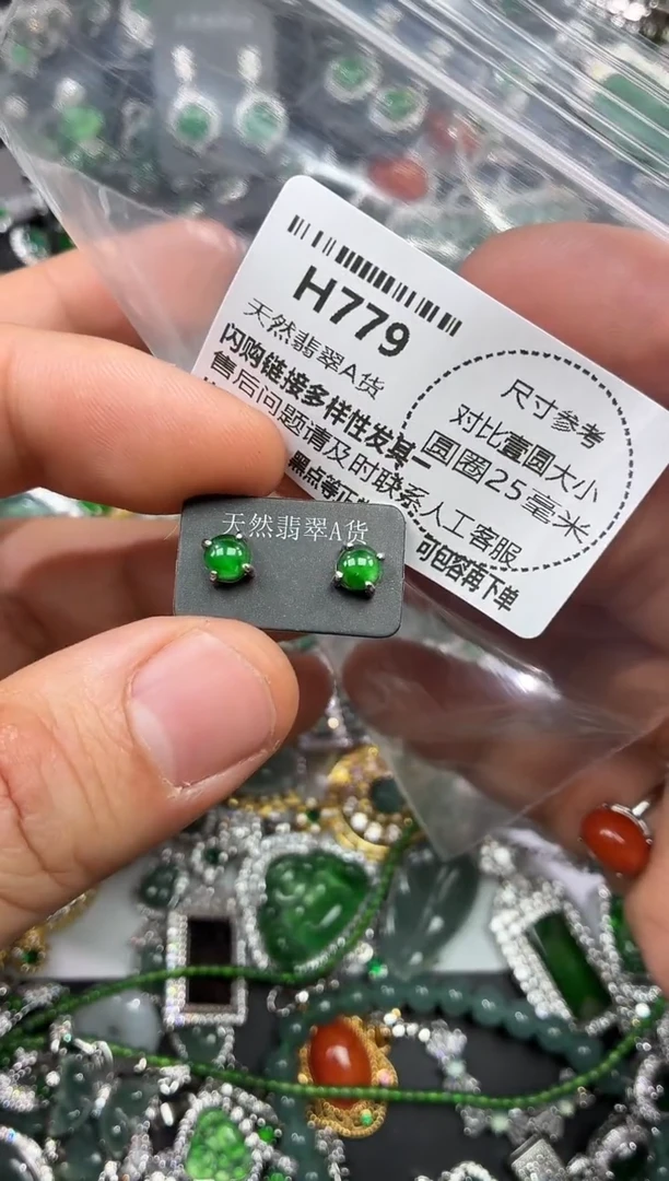 颈饰未镶嵌翡翠H779耳钉